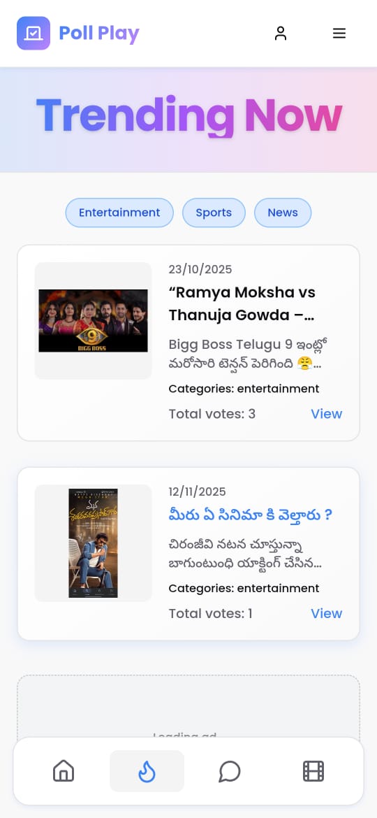Pollplay app screenshot - Watch and earn